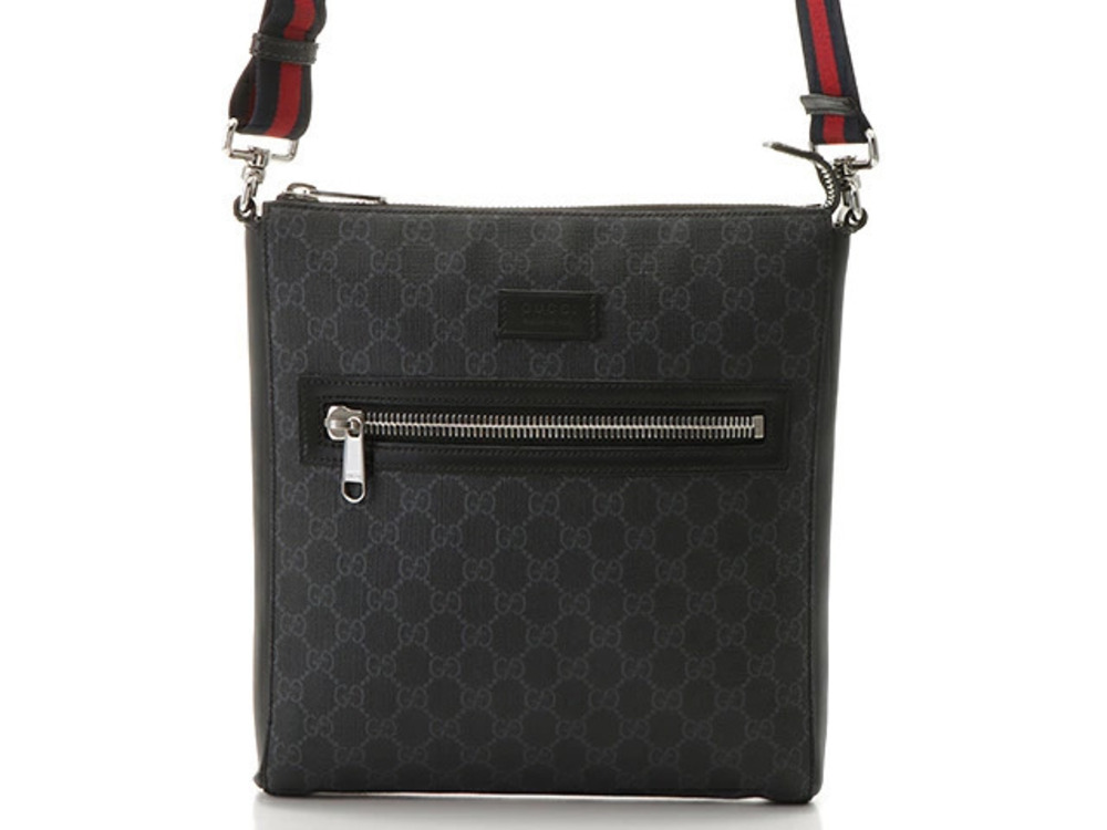Gucci GG Supreme Shoulder Bag Black Leather